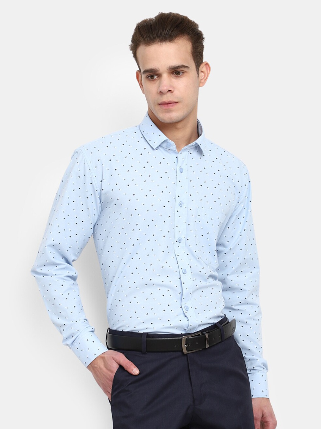

J White by Vmart Men Blue Printed Formal Shirt