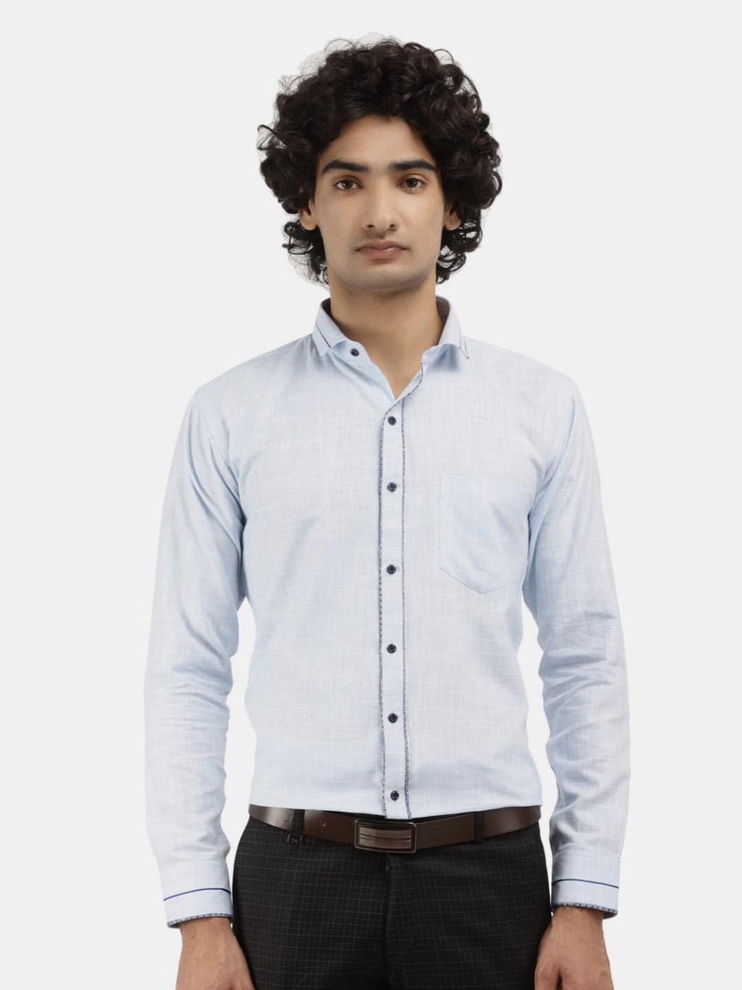 

V-Mart Men Blue Striped Party Shirt