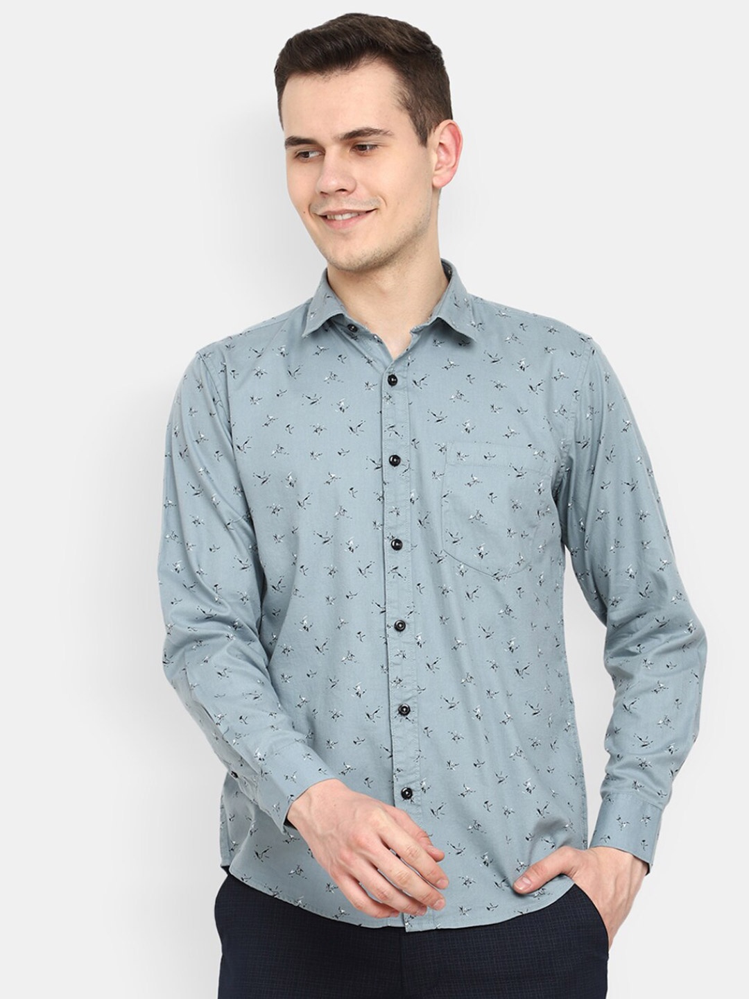 

V-Mart Conversational Printed Cotton Casual Shirt, Green