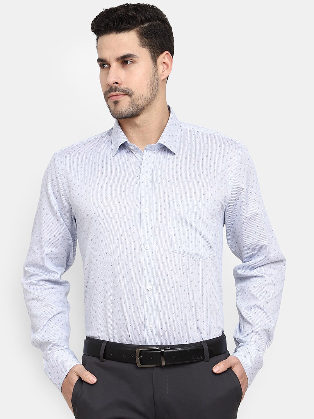 

J White by Vmart Micro Ditsy Printed Cotton Formal Shirt, Blue