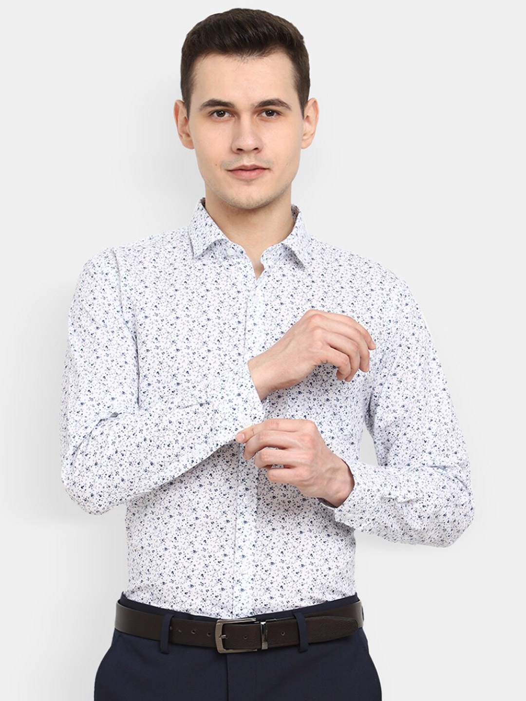 

V-Mart Floral Printed Cotton Formal Shirt, White