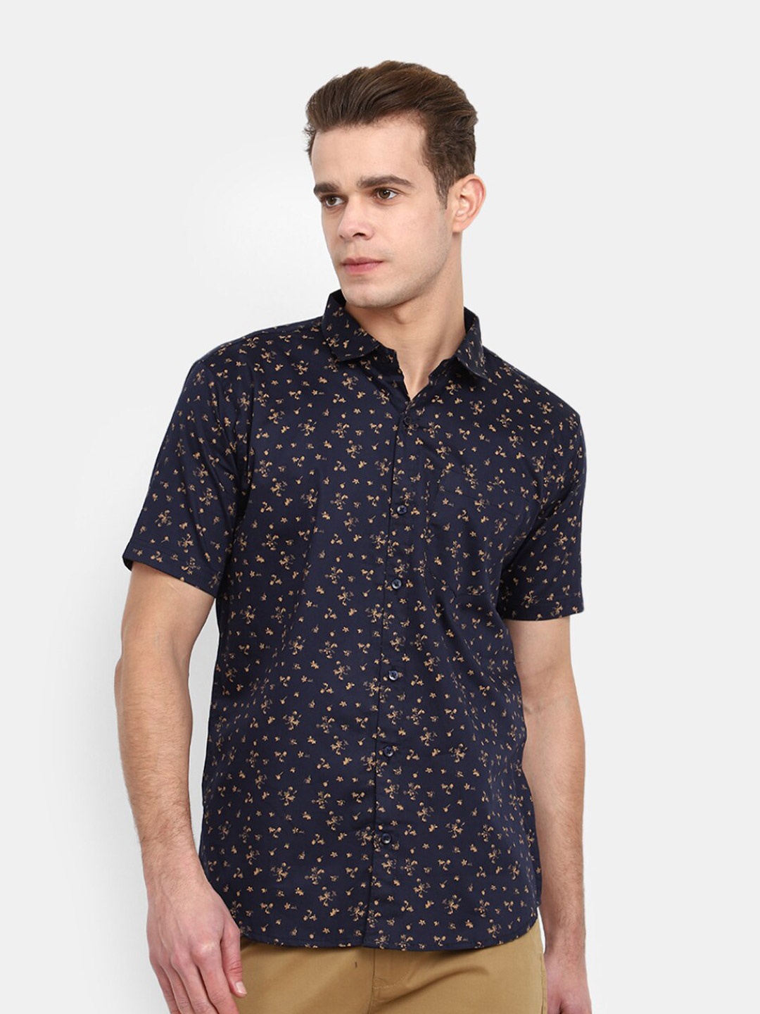 

V-Mart Floral Printed Cotton Casual Shirt, Blue