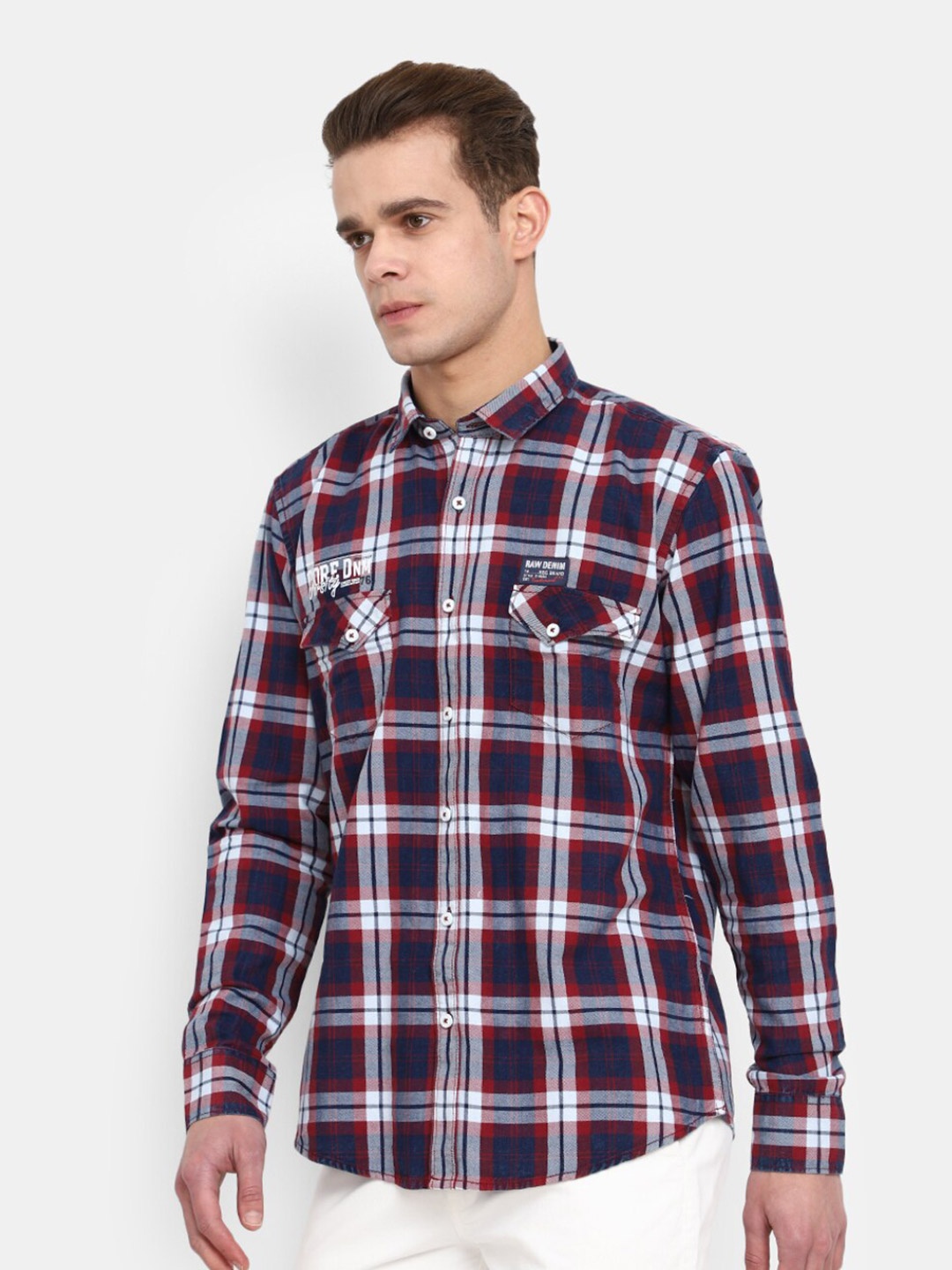 

V-Mart Tartan Checks Checked Cotton Casual Shirt, Red