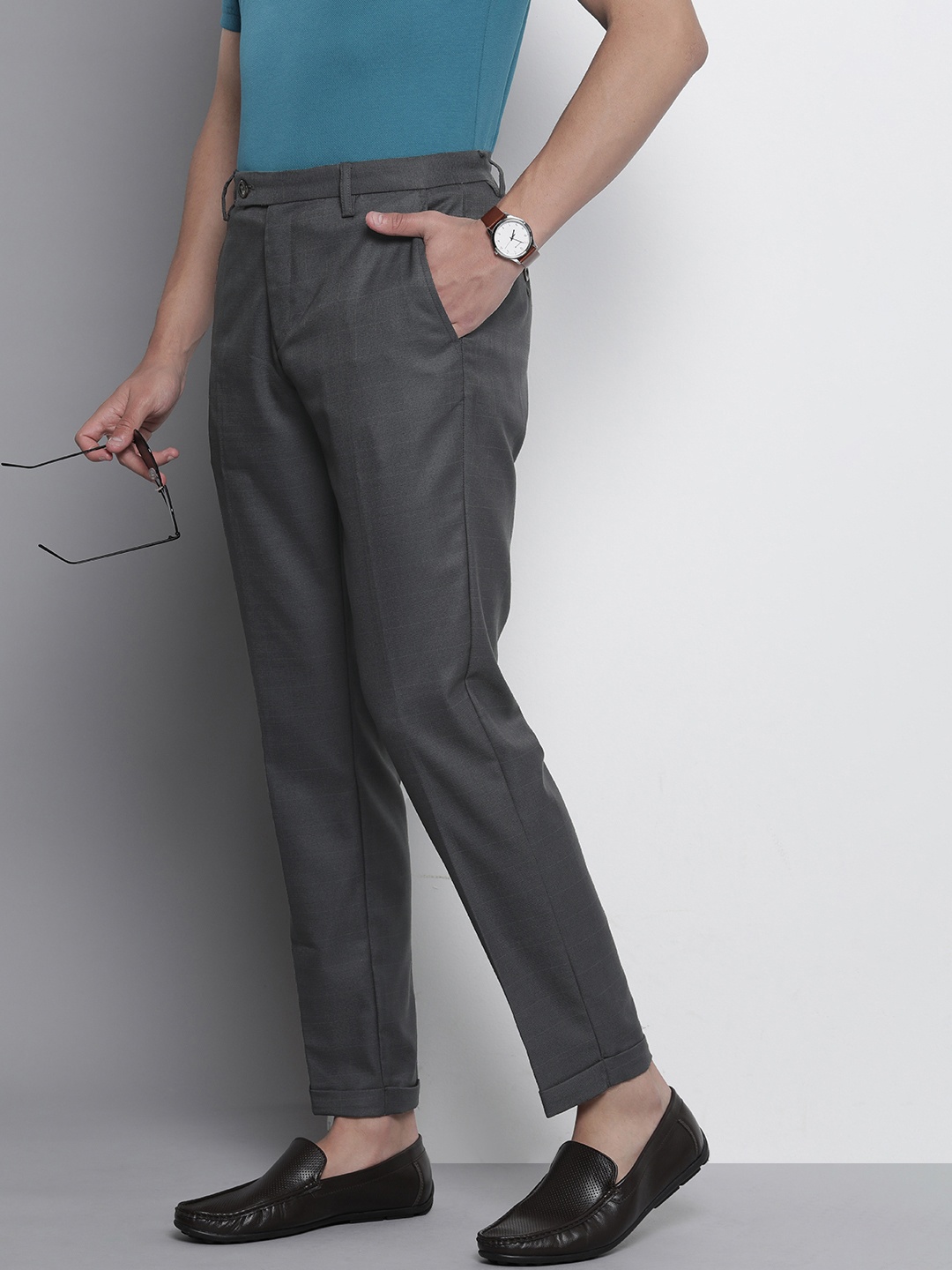 

The Indian Garage Co Solid Trousers, Grey