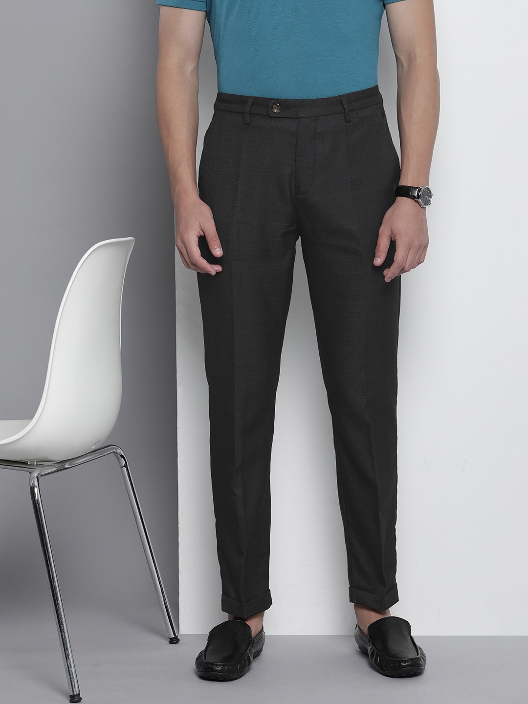 

The Indian Garage Co Solid Trousers, Black