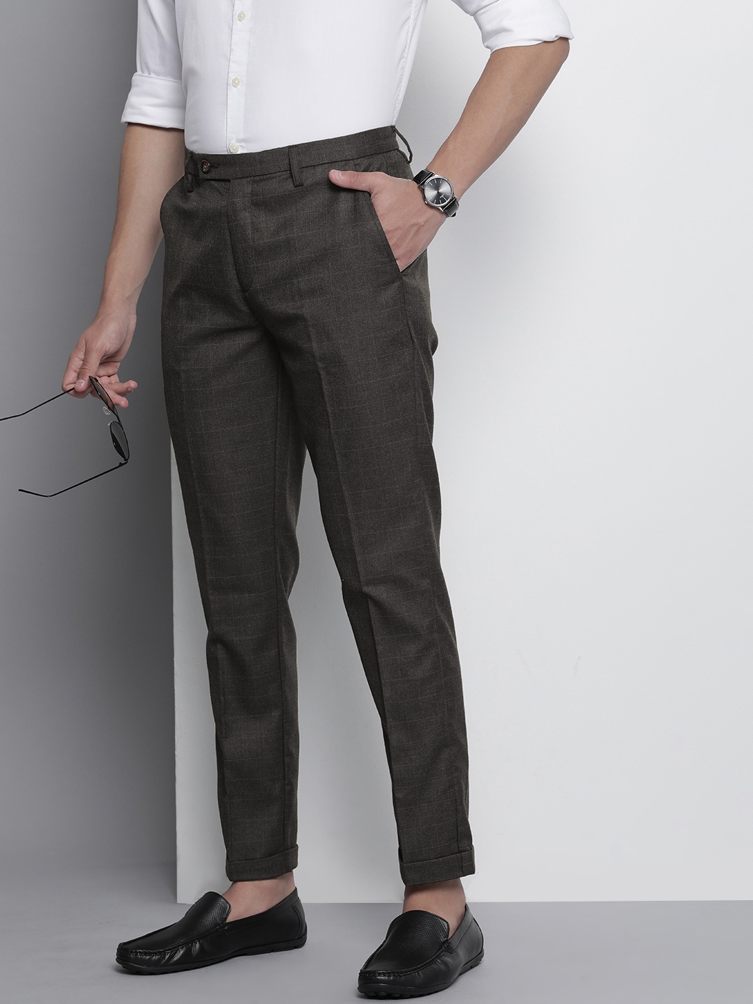 

The Indian Garage Co Solid Trousers, Charcoal