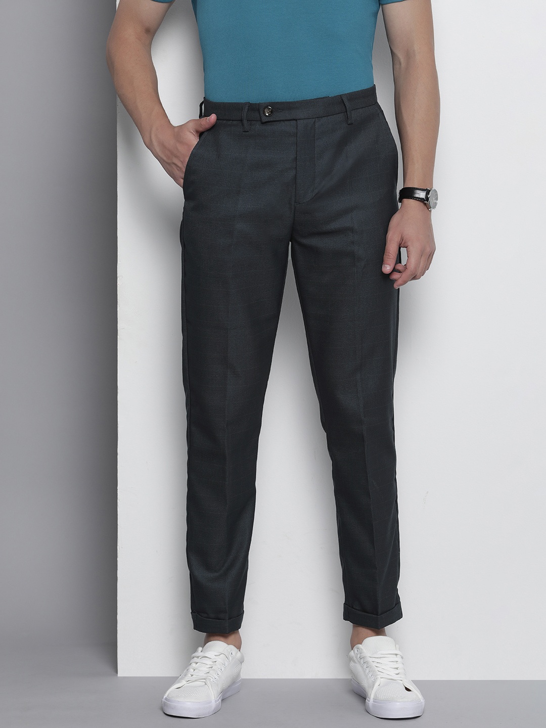 

The Indian Garage Co Solid Trousers, Navy blue