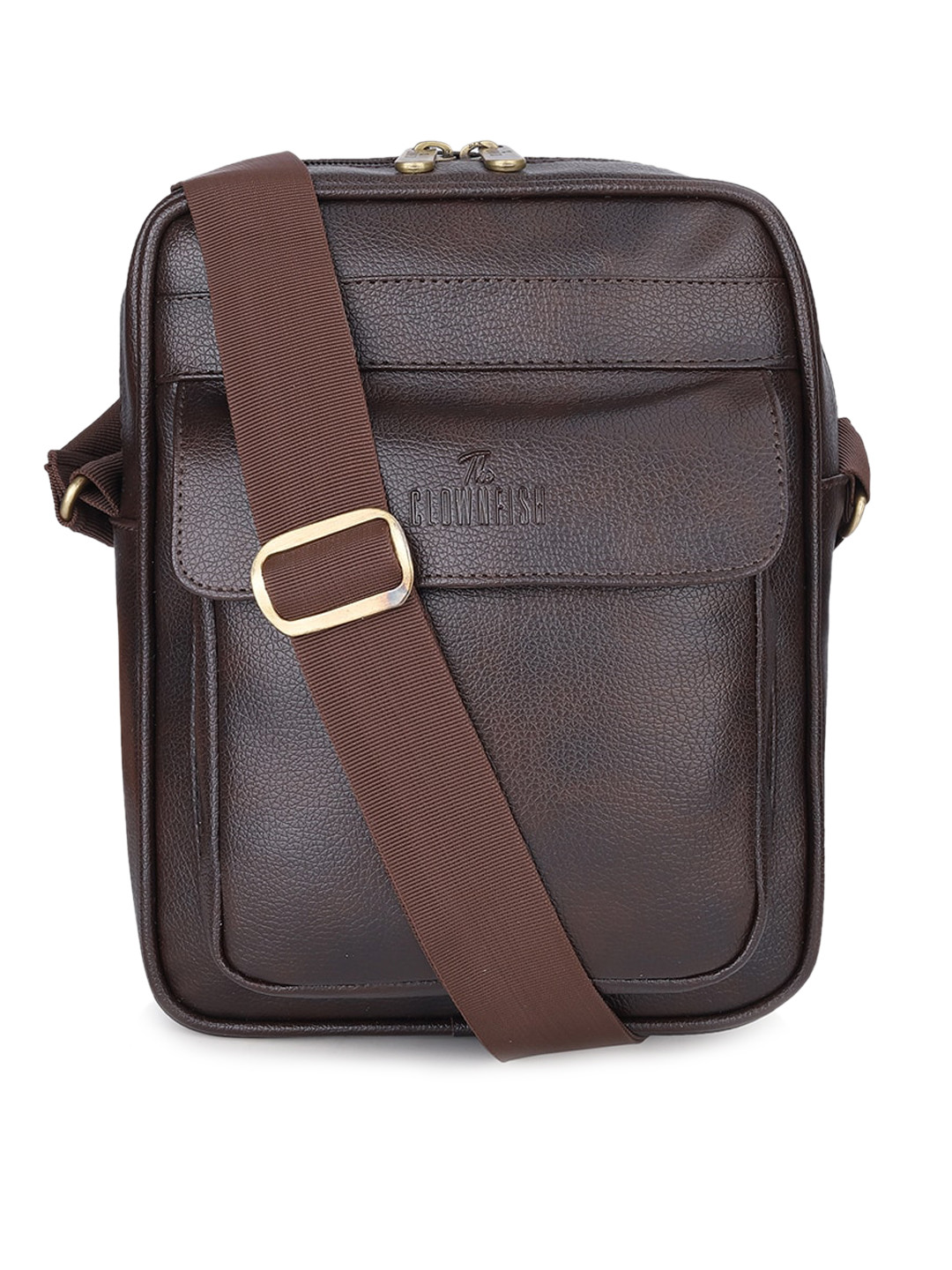 

THE CLOWNFISH Brown Structured Sling Bag