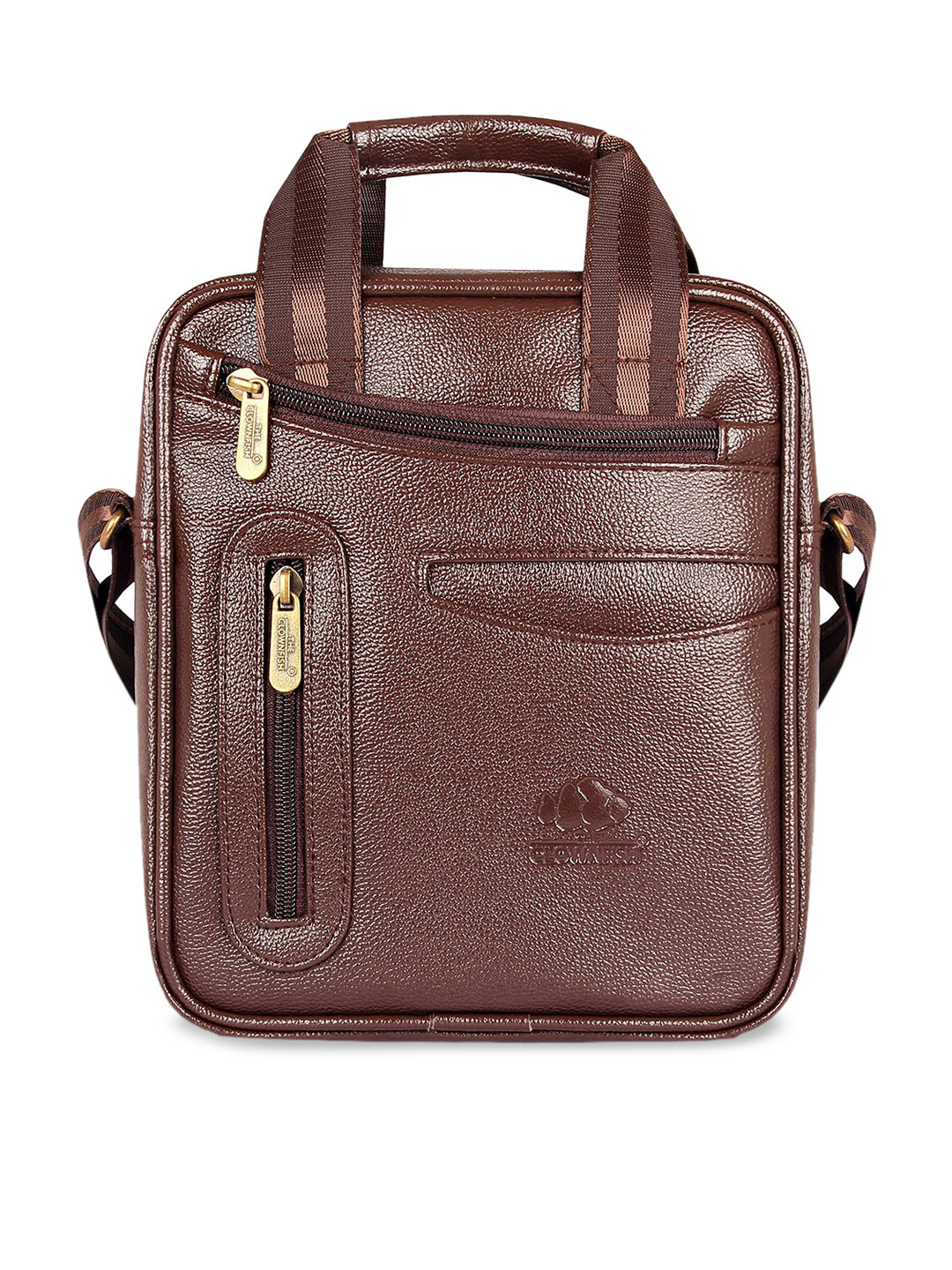 

THE CLOWNFISH Textured Structured Handheld Bag, Coffee brown