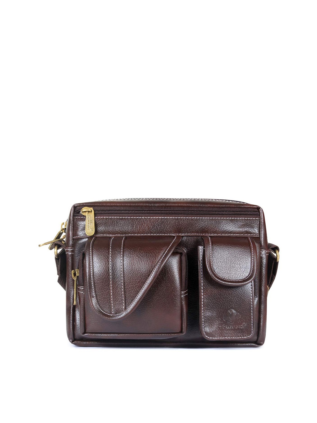 THE CLOWNFISH Charm Textured Oversized Swagger Handheld Bag, Brown