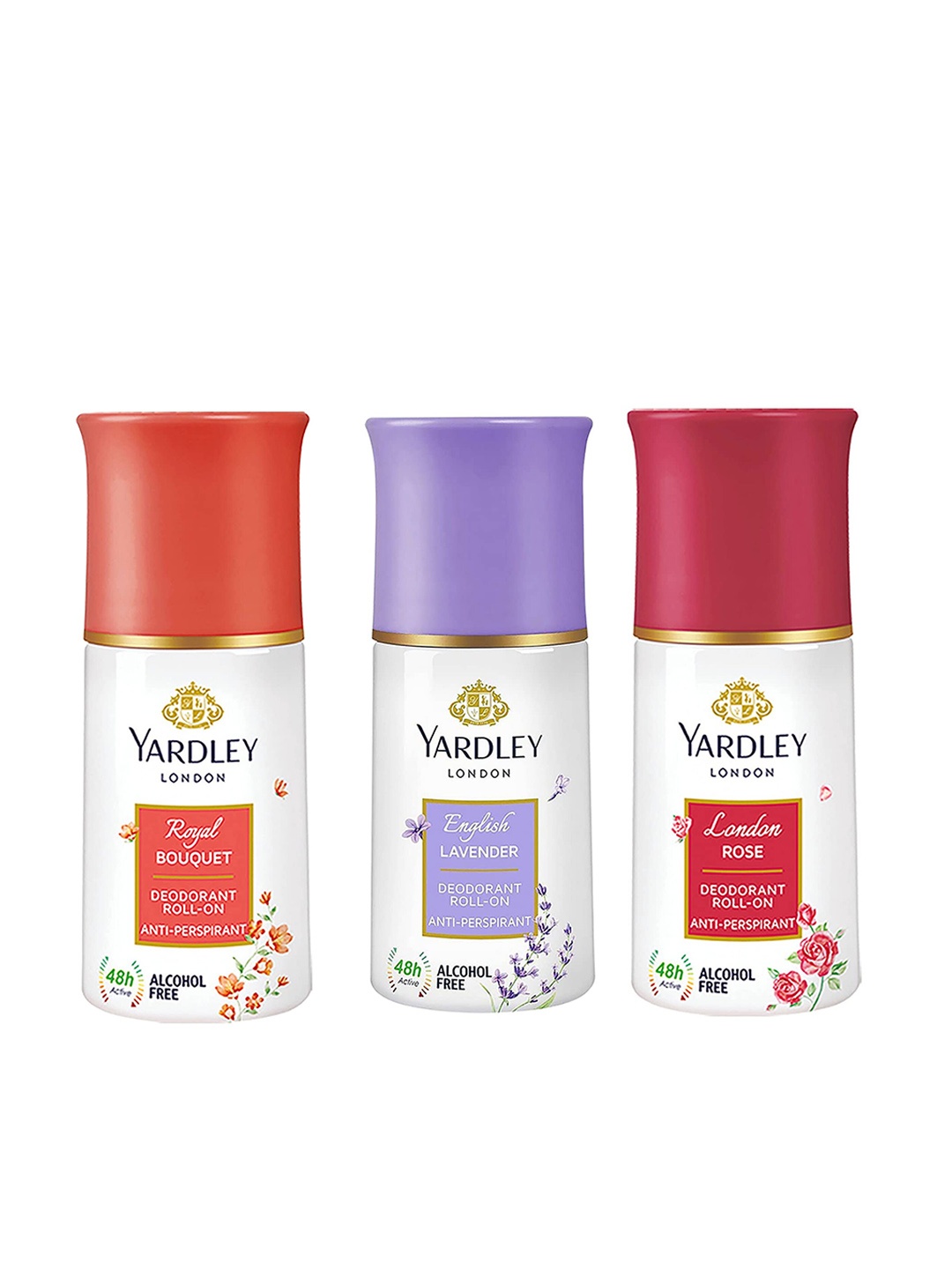 

YARDLEY LONDON Women Set of Royal Bouquet+English Lavender+London Rose Deodorant Roll-Ons, White