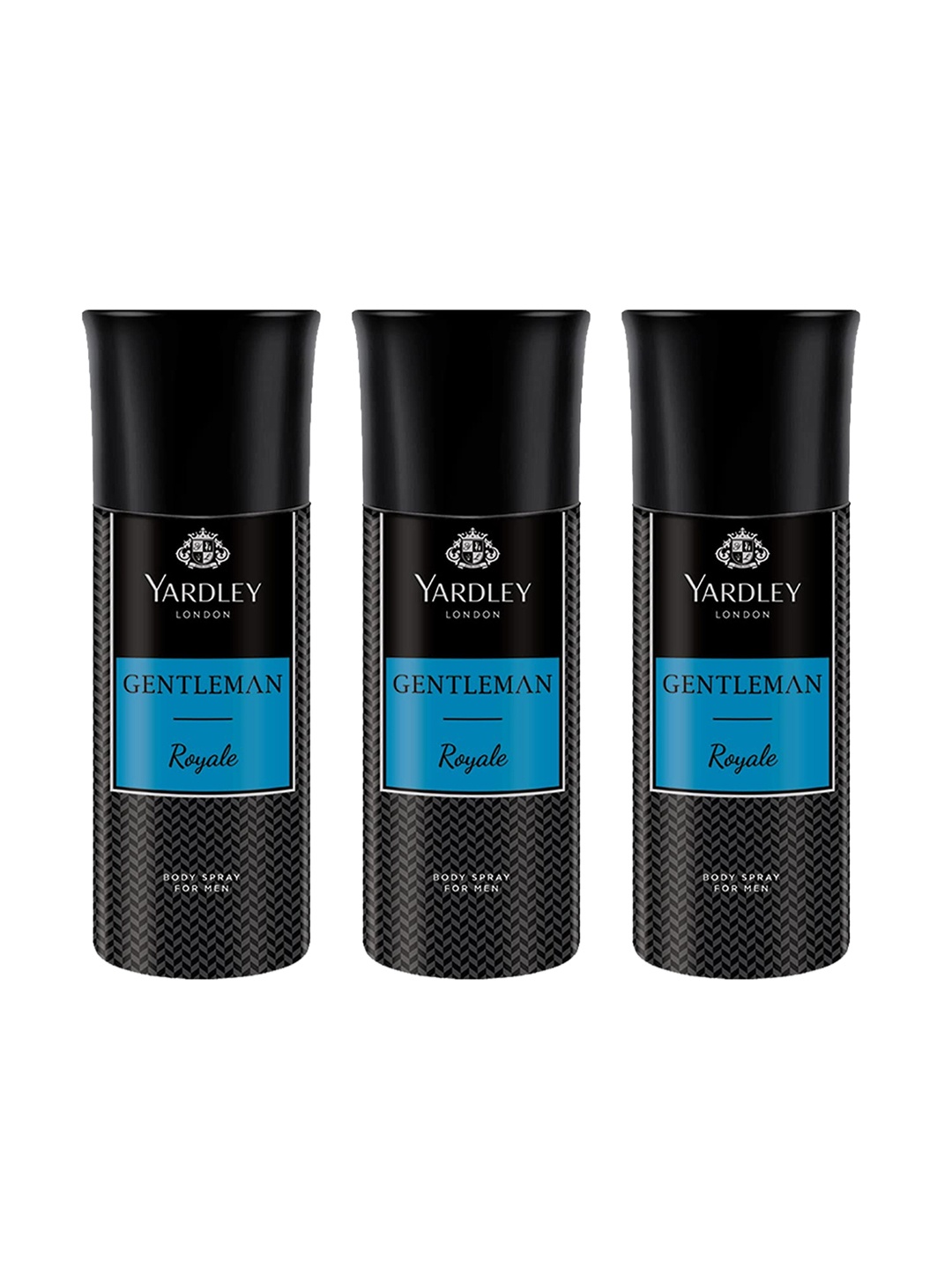 

YARDLEY LONDON Men Set of 3 Gentleman Royale Body Sprays - 150 ml Each, Black