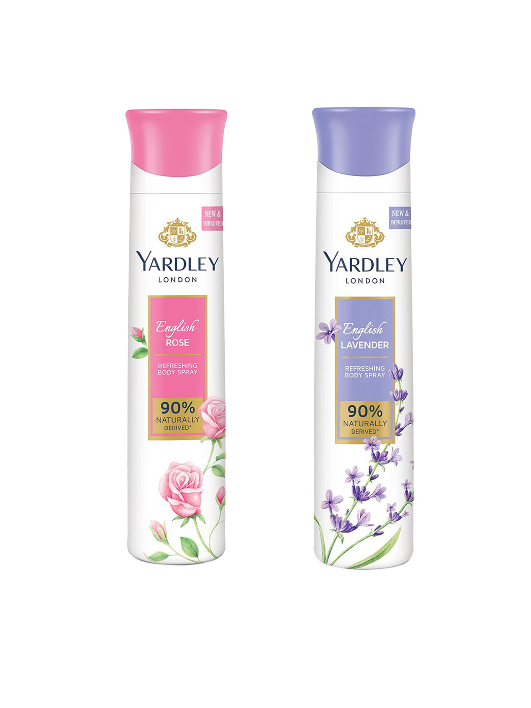 

YARDLEY LONDON Set of English Rose & English Lavender Refreshing Body Spray-150ml Each, White