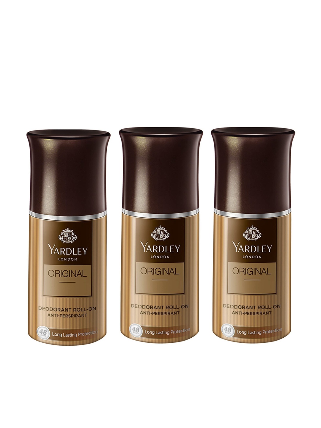 

YARDLEY LONDON Set of 3 Original Anti Perspirant Deodorant Roll-Ons - 50 ml Each, Brown