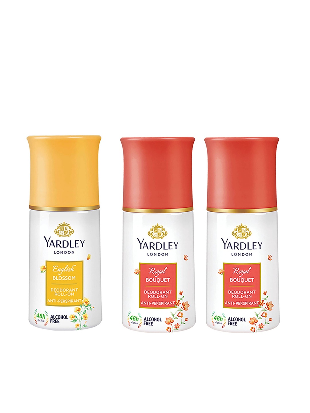 

YARDLEY LONDON Women Set of English Blossom & 2 Royal Bouquet Deodorant Roll-Ons, White