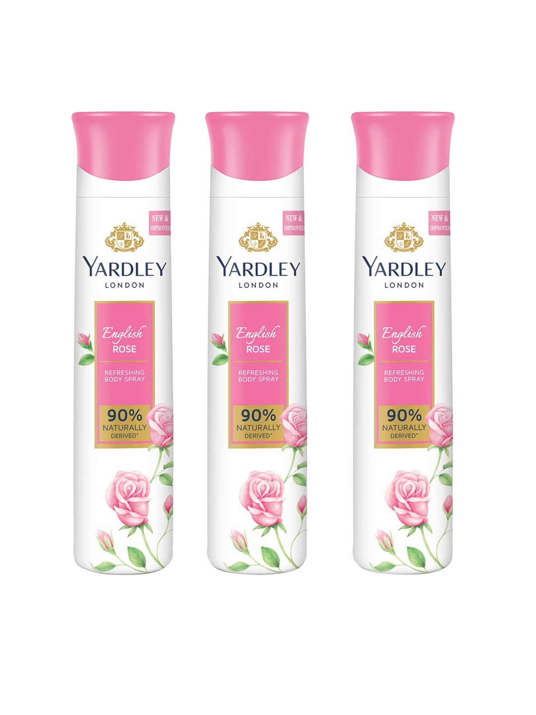 

YARDLEY LONDON Women Set Of 3 English Rose Refreshing Deodorant Body Spray - 150ml Each, Pink