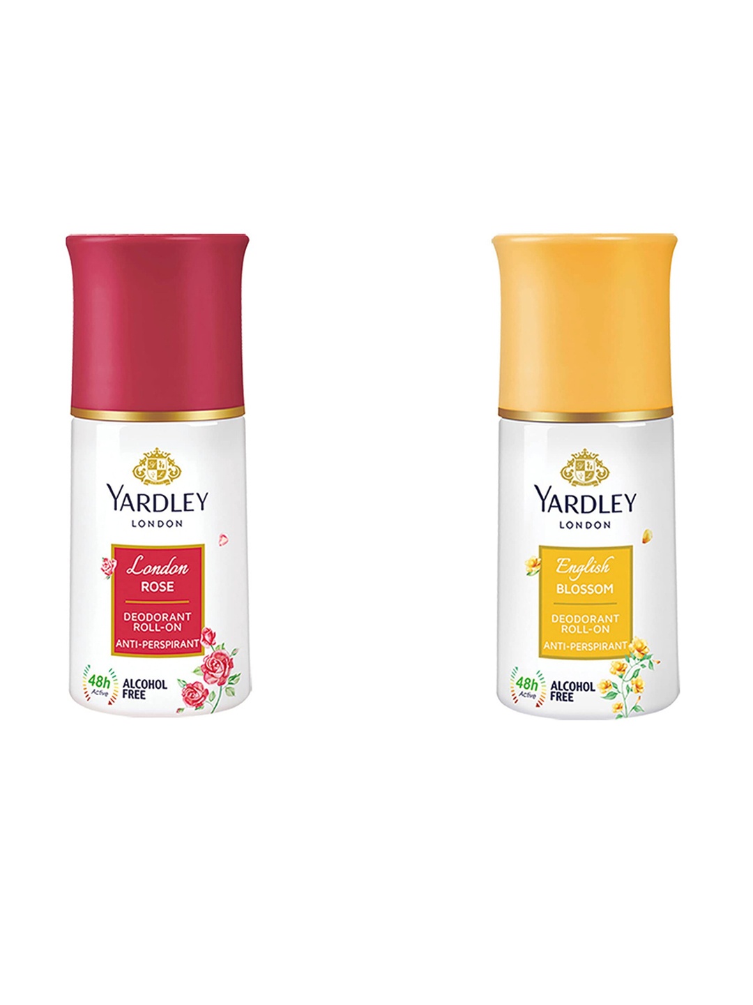 

YARDLEY LONDON Women Set Of 2 Anti-Perspirant Alcohol Free Deodorant Roll-Ons - 50ml Each, Yellow