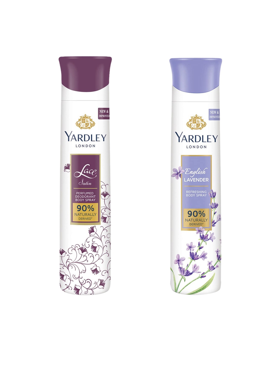 

YARDLEY LONDON Women Set Of 2 Refreshing Deo - Lace Satin & English Lavender - 150ml Each, Purple