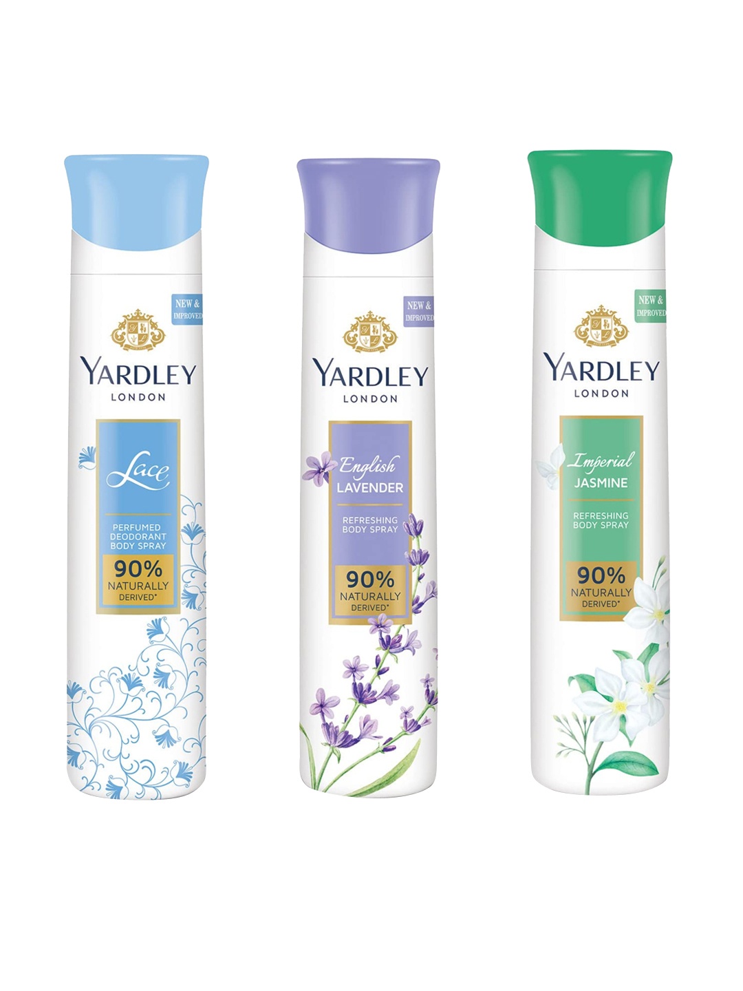 

YARDLEY LONDON Women Set Of 3 Deo - Lace + English Lavender + Imperial Jasmine- 150ml Each, Blue