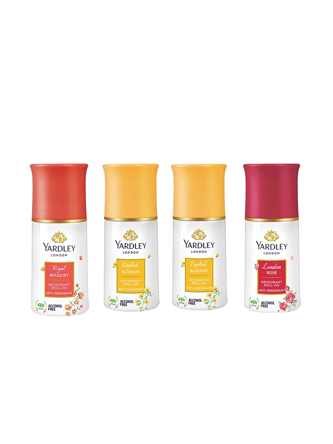 

YARDLEY LONDON Women Set of Royal Bouquet+London Rose+2 English Blossom Deodorant Roll Ons, White