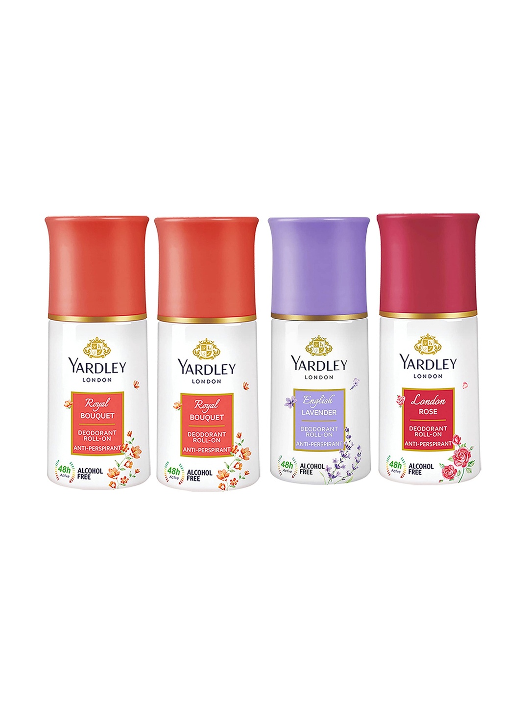 

YARDLEY LONDON Women Set of English Lavender+London Rose+2 Royal Bouquet Deodorant Roll On, White