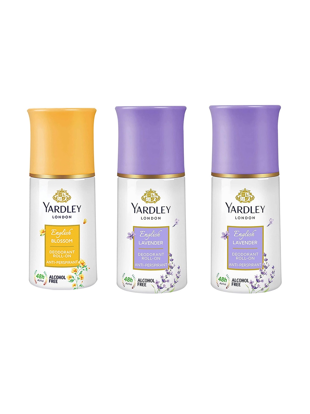 

YARDLEY LONDON Women Set of English Lavender & English Blossom Deodorant Roll Ons, White