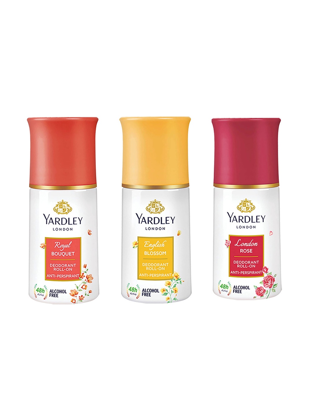 

YARDLEY LONDON Women Set of English Blossom+London Rose+Royal Bouquet Deodorant Roll Ons, White