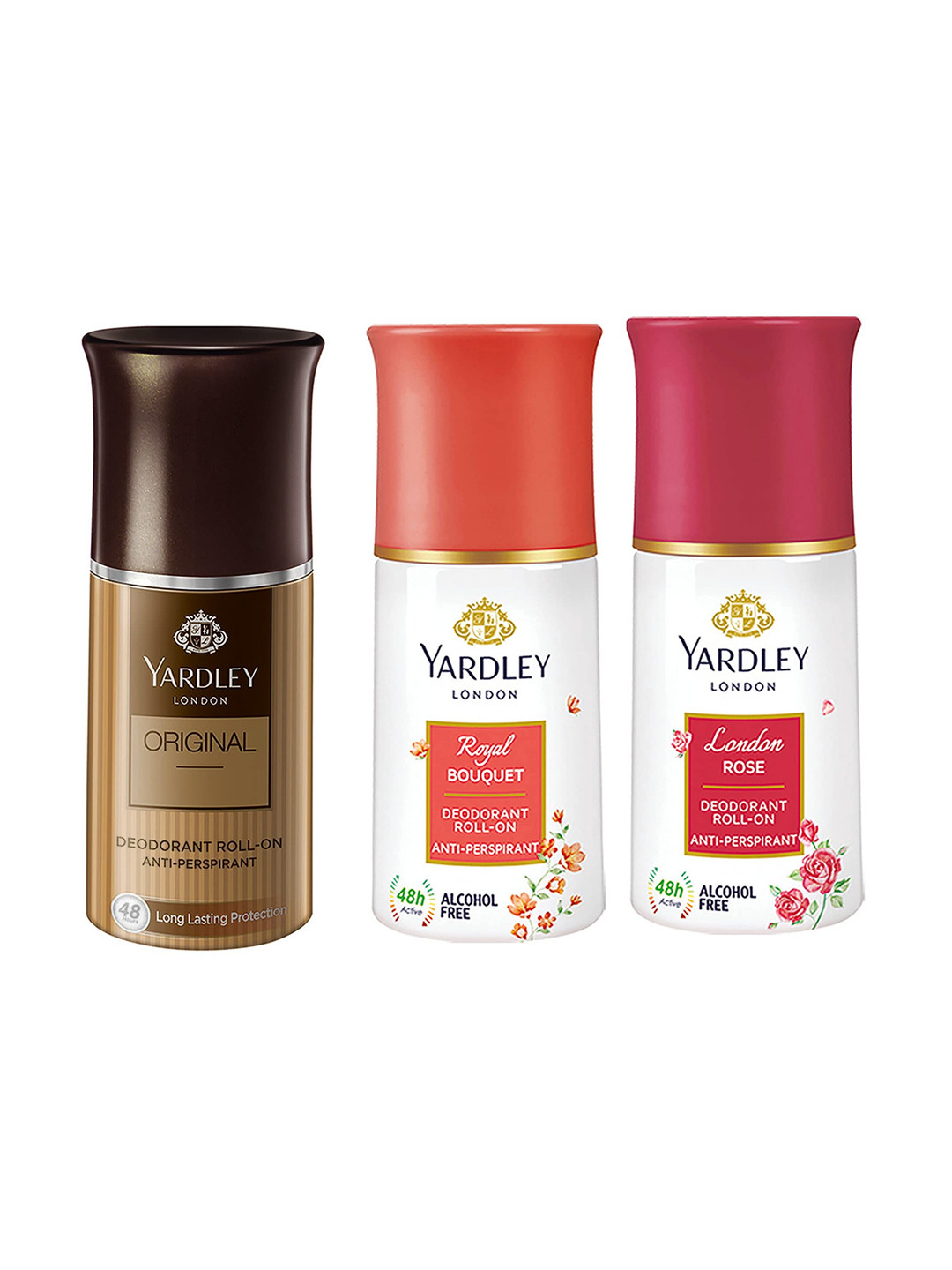 

YARDLEY LONDON Women Set Of 3 Anti-Perspirant Alcohol Free Deodorant Roll-Ons - 50ml Each, Pink