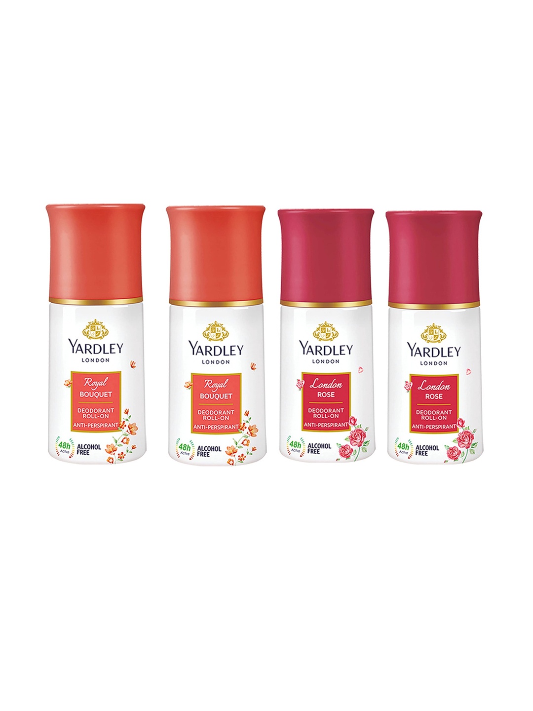 

YARDLEY LONDON Women Set Of 4 Anti-Perspirant Alcohol Free Deodorant Roll-Ons - 50ml Each, Pink