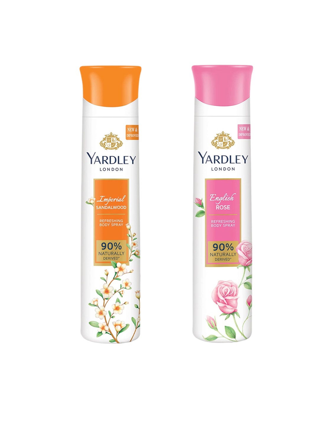 

YARDLEY LONDON Women Set Of 2 Refreshing Deo - Sandalwood & English Rose - 150ml Each, Orange