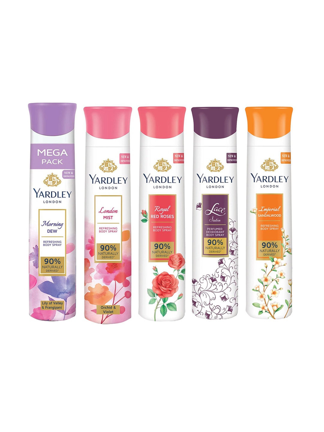 

YARDLEY LONDON Women Set Of 5 Refreshing Deodorant Body Spray - 150 ml Each, Purple