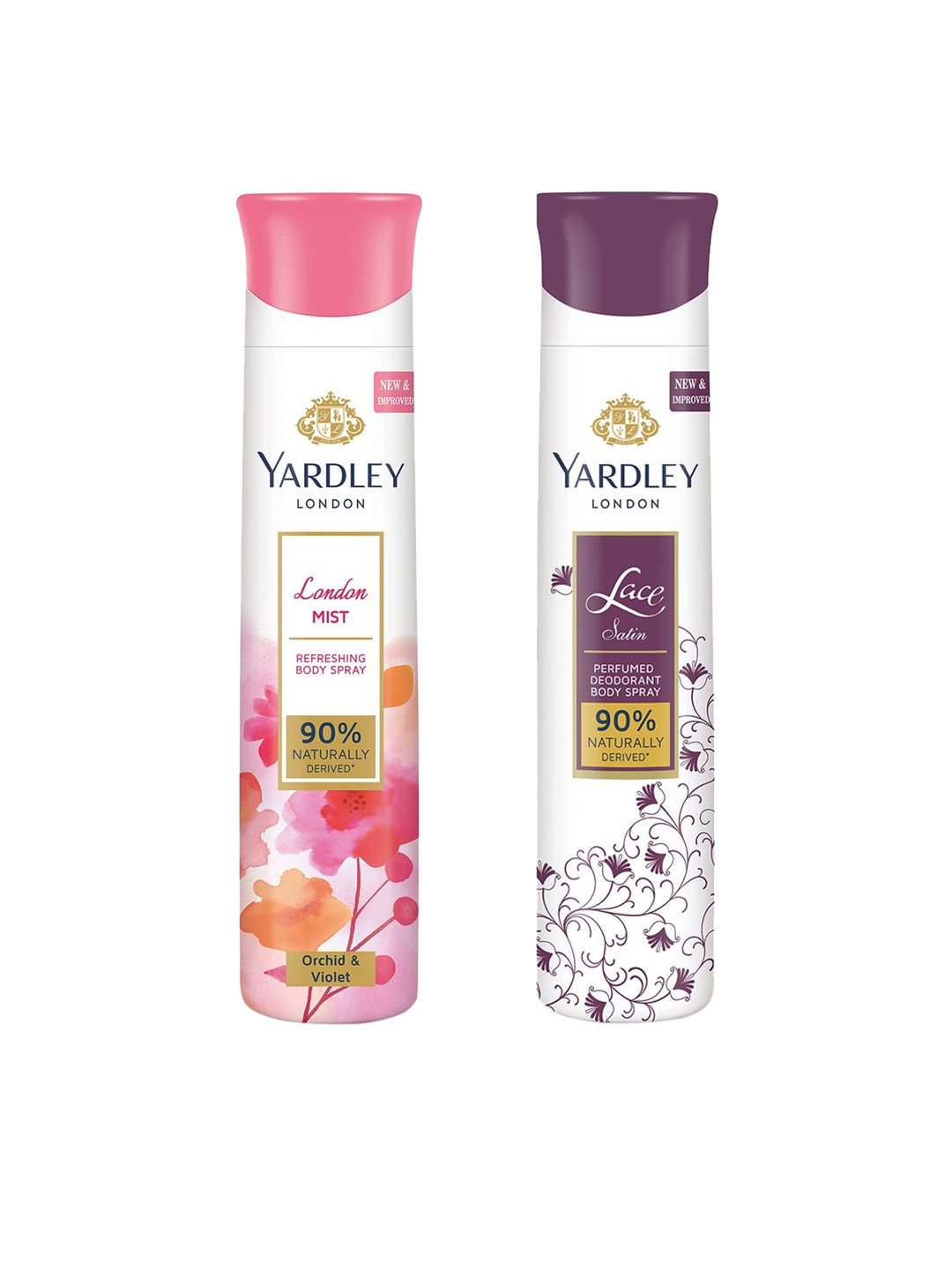 

YARDLEY LONDON Women Set Of 2 Refreshing Deo - Lace Satin & London Mist - 150ml Each, Purple