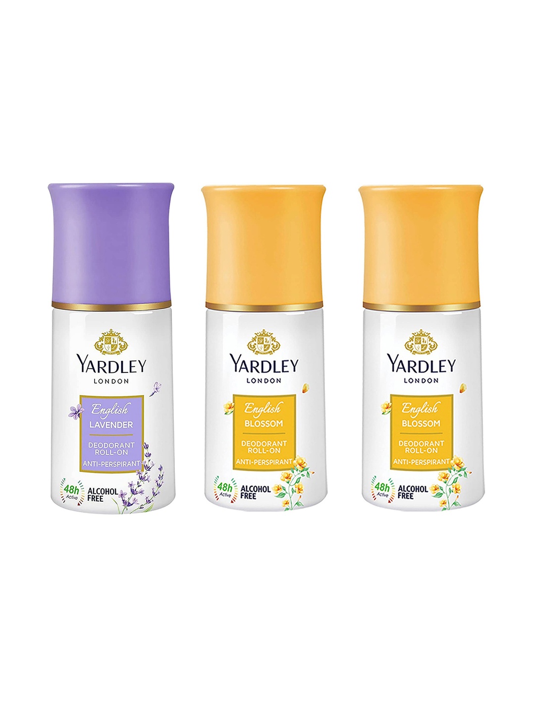 

ARDLEY LONDON Women Set Of 3 Anti-Perspirant Deodorant Roll-Ons English Blossom & English Lavender - 50 ml Each, White