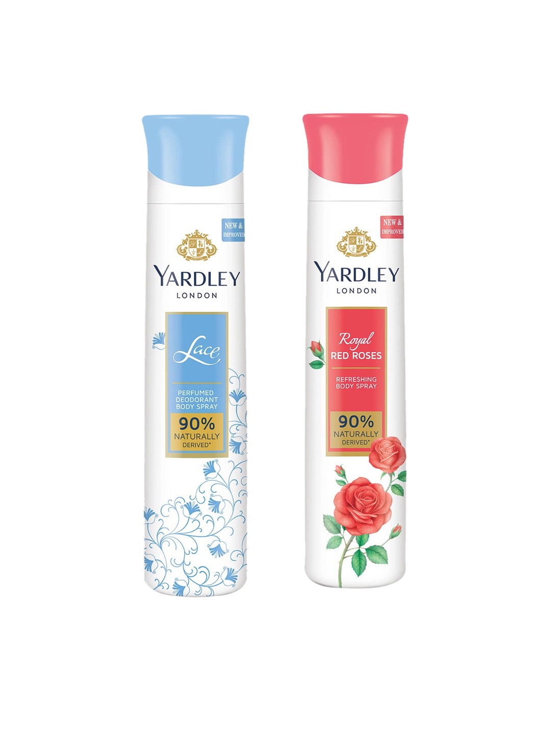 

YARDLEY LONDON Set Of 2 Perfumed Deodorant Body Spray Lace & Royal Red Rose - 150 ml Each, White