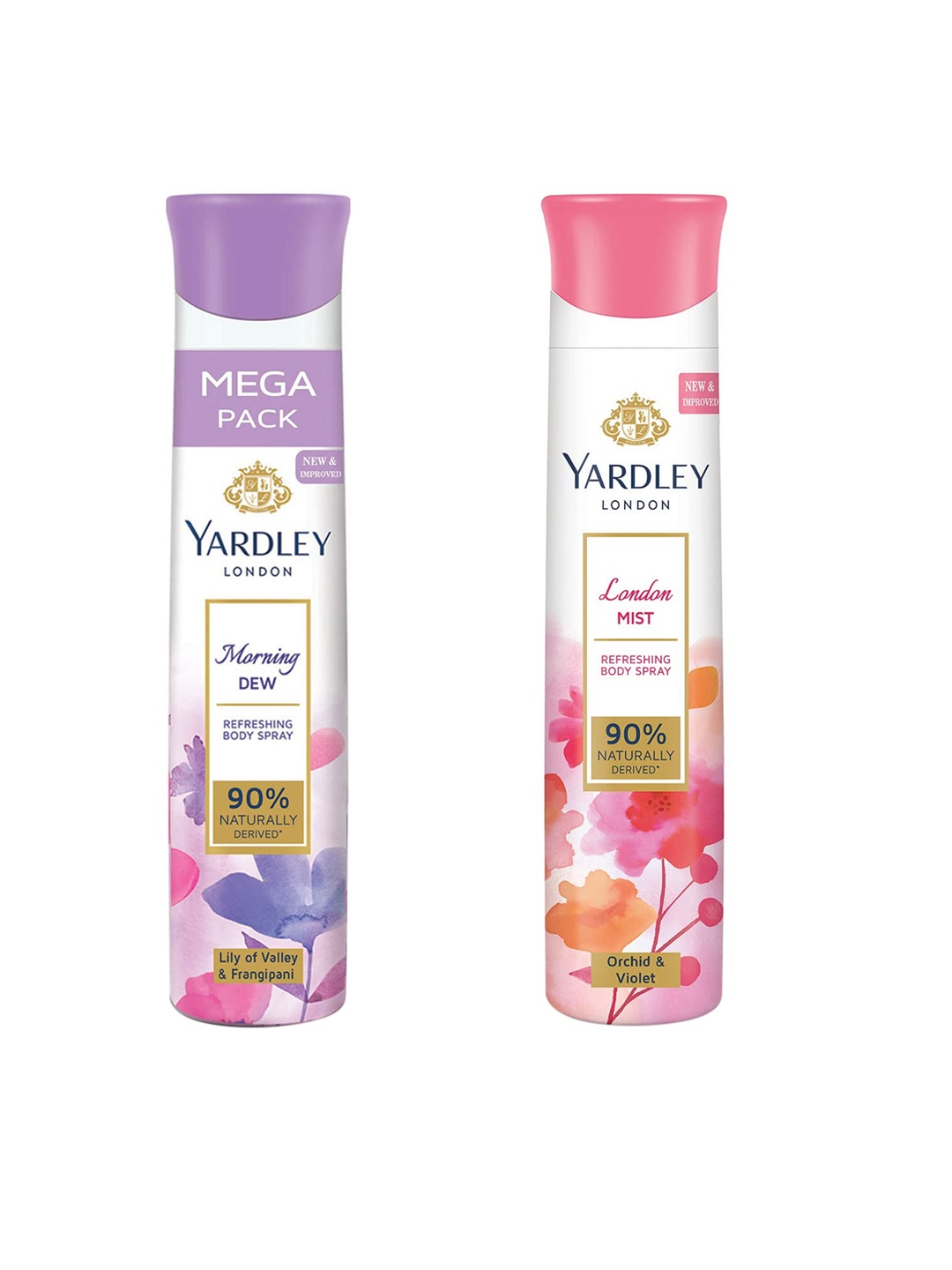 

YARDLEY LONDON Set Of 2 Refreshing Body Spray - London Mist - Morning Dew - 150 ml Each, Lavender