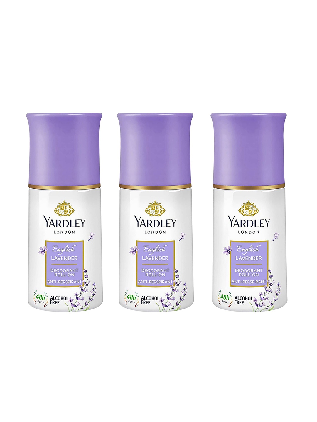 

YARDLEY LONDON Set Of 3 English Lavender Deodorant Roll-On - 50 ml Each, White