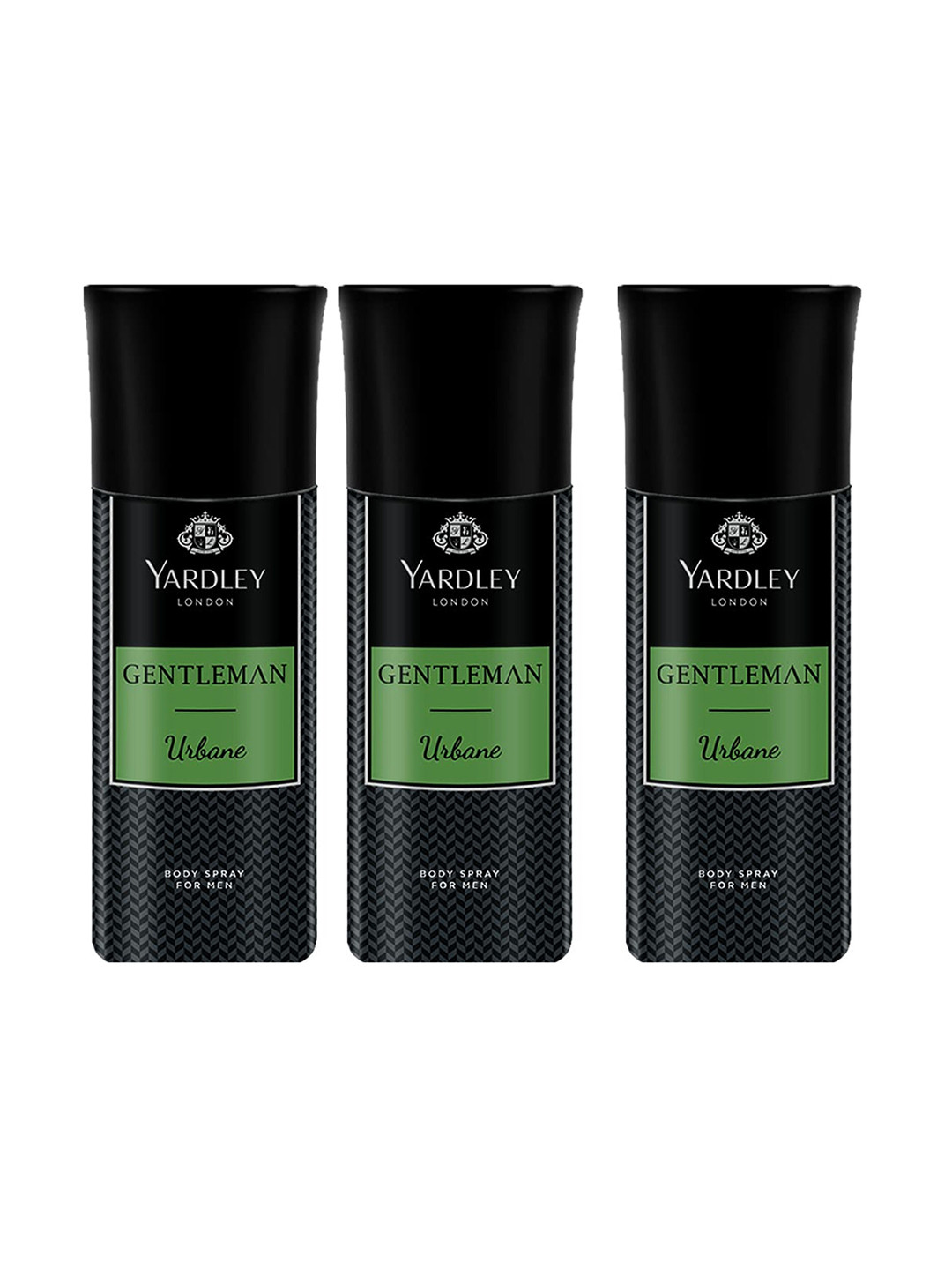 

YARDLEY LONDON Unisex Men Set Of 3 Gentleman Urbane Deodorant Body Spray - 150 ml Each, Black