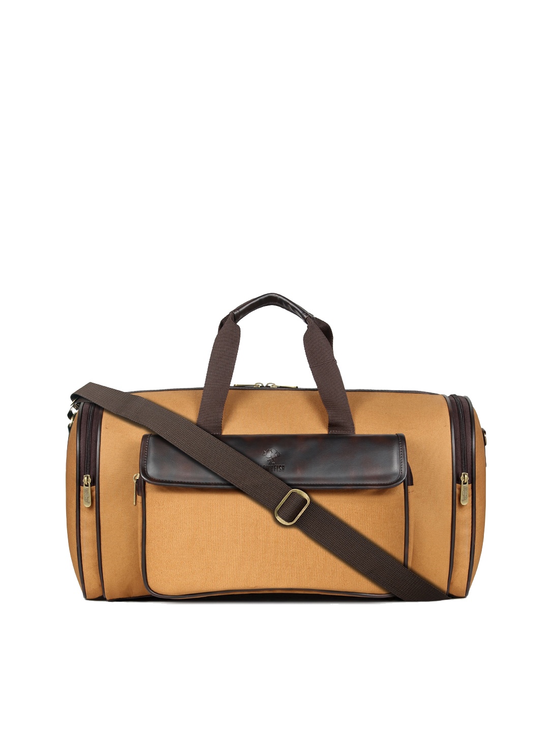 

THE CLOWNFISH Colourblocked Duffel Bag, Tan