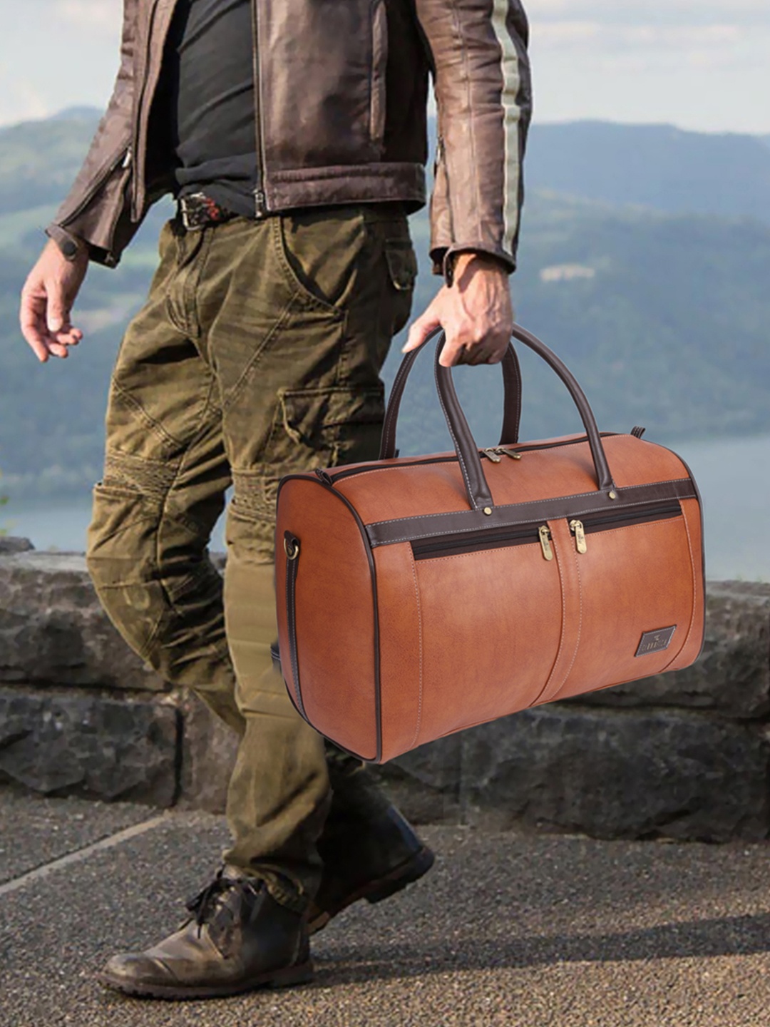 

THE CLOWNFISH Bethany Self-Design Duffel Bag, Brown