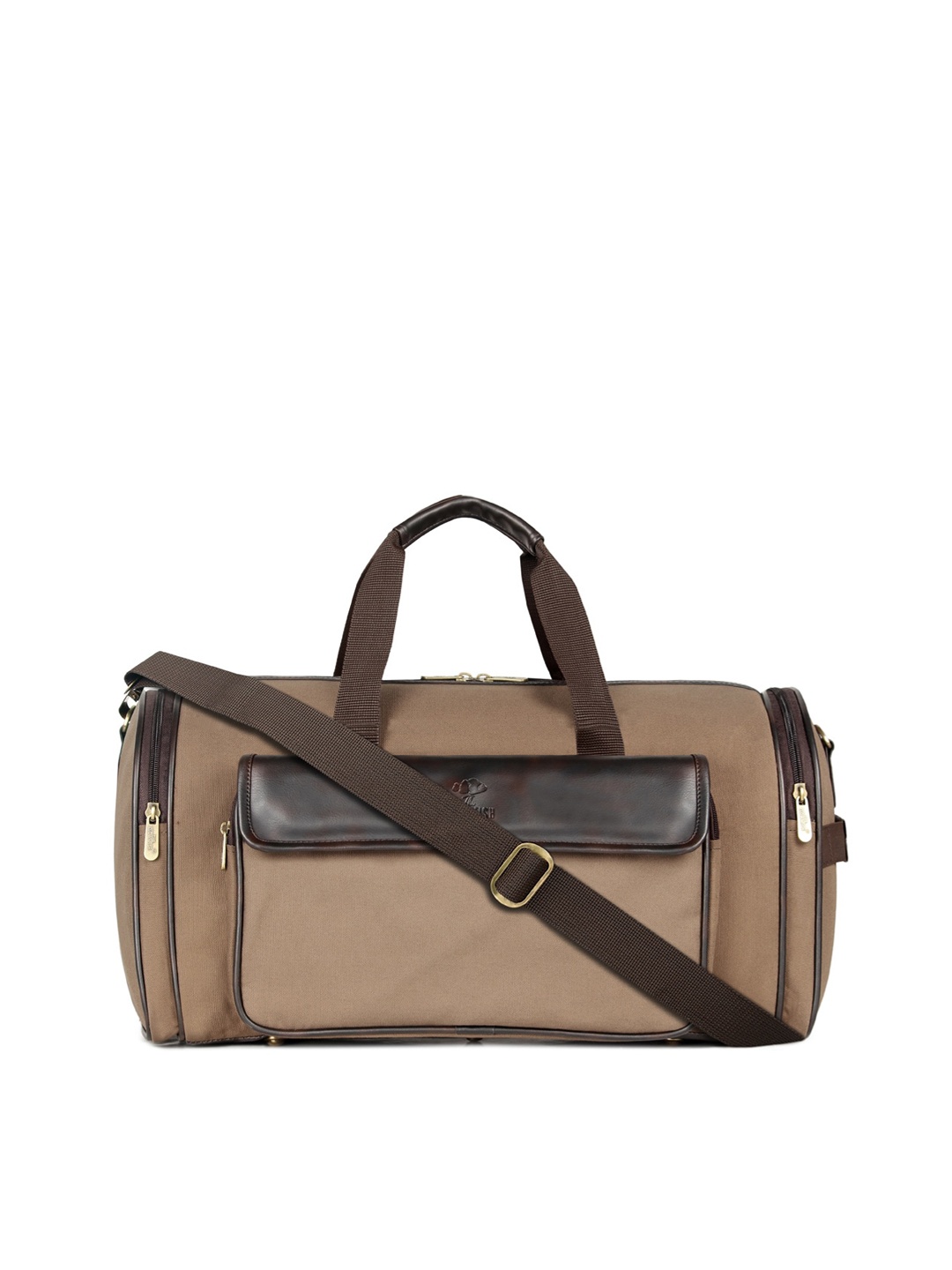 

THE CLOWNFISH Brand Logo Printed Medium Duffle Bag, Khaki