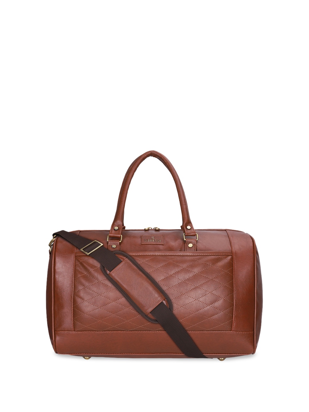 

THE CLOWNFISH Solace Textured Leather Medium Duffel Bag, Brown