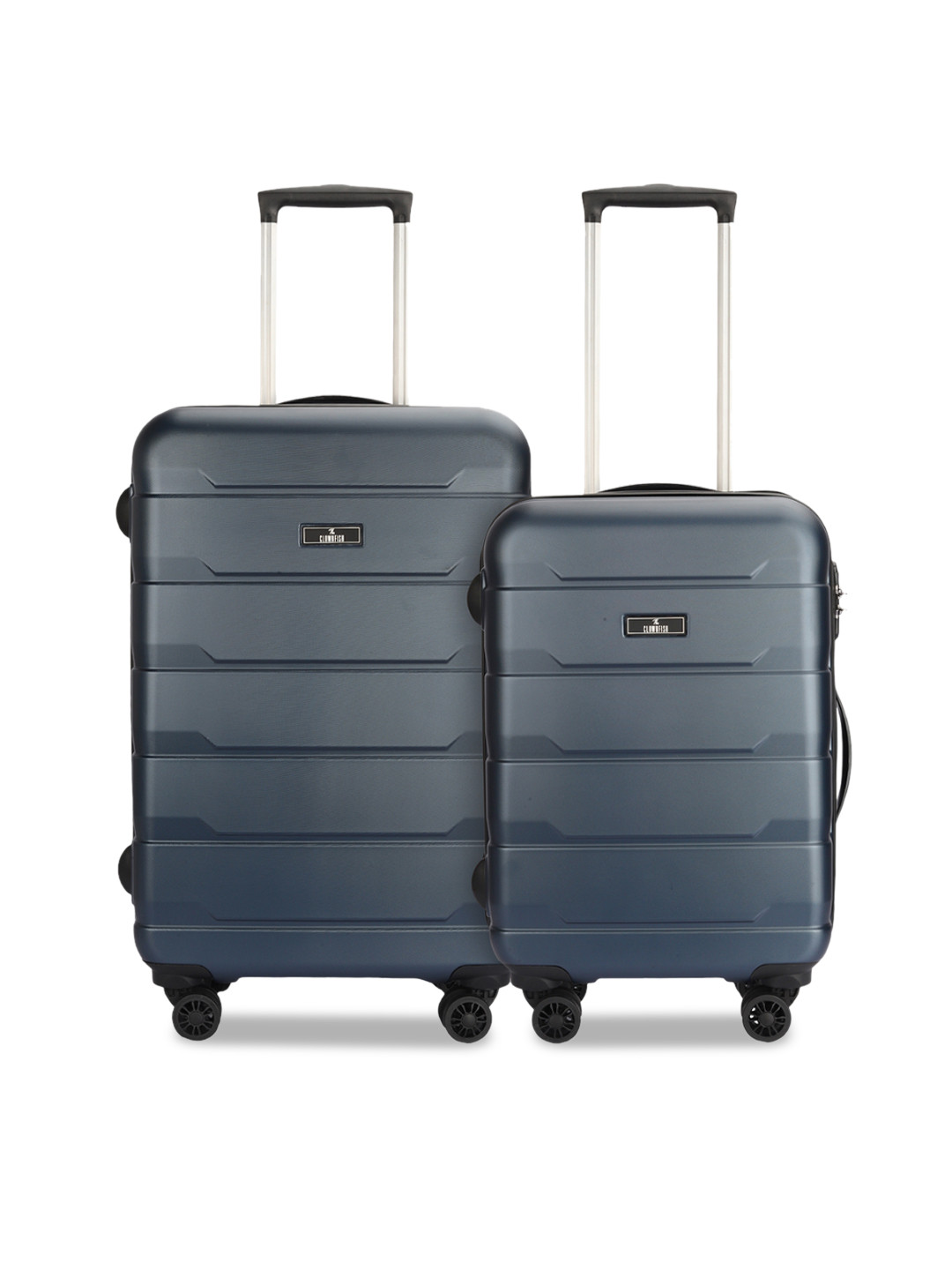 

THE CLOWNFISH Jeffrey Set Of 2 Textured Hard-Sided Trolley Suitcases, Blue