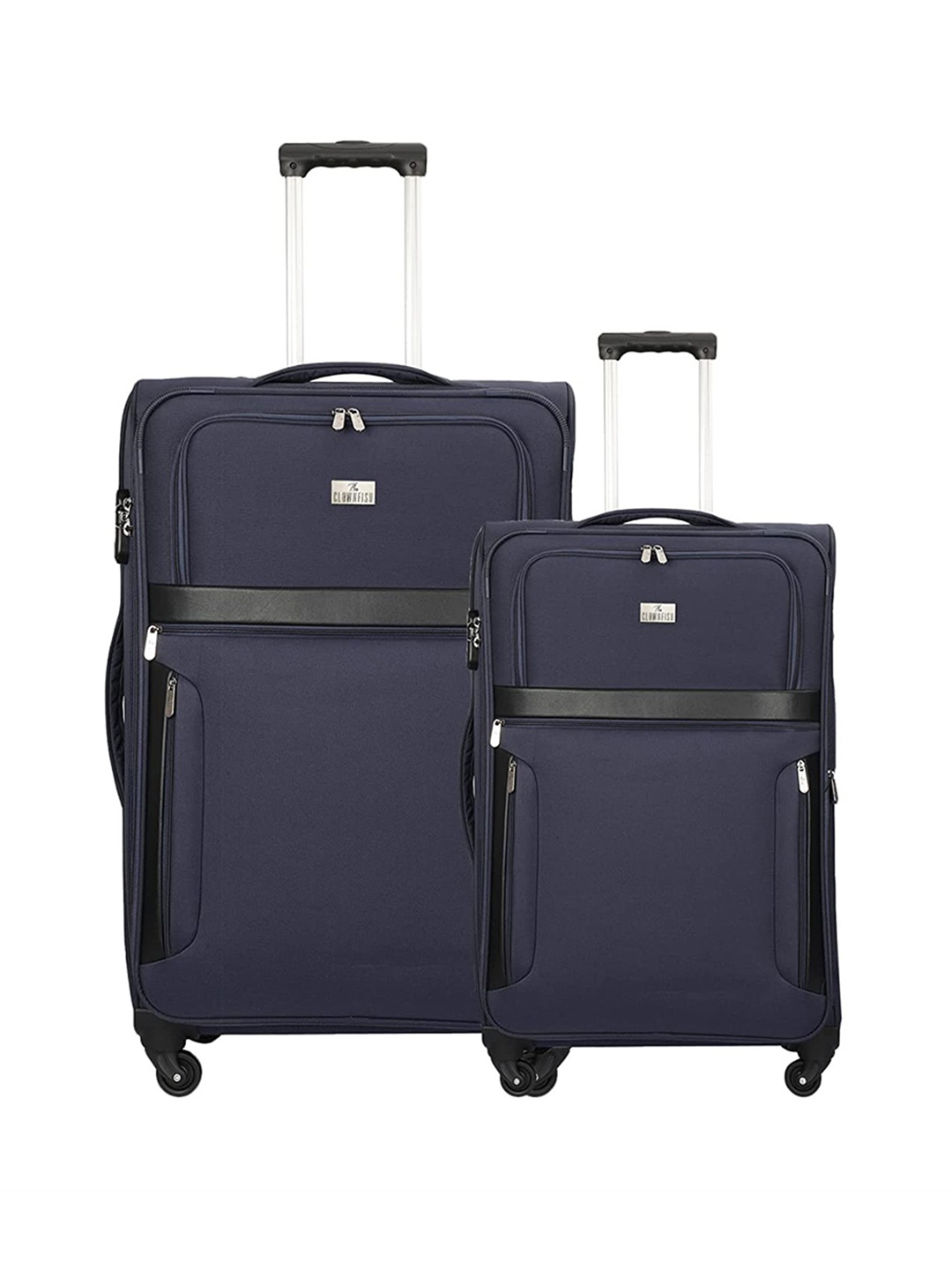 

THE CLOWNFISH Set Of 2 Textured Hard-Sided Trolley Suitcases, Blue