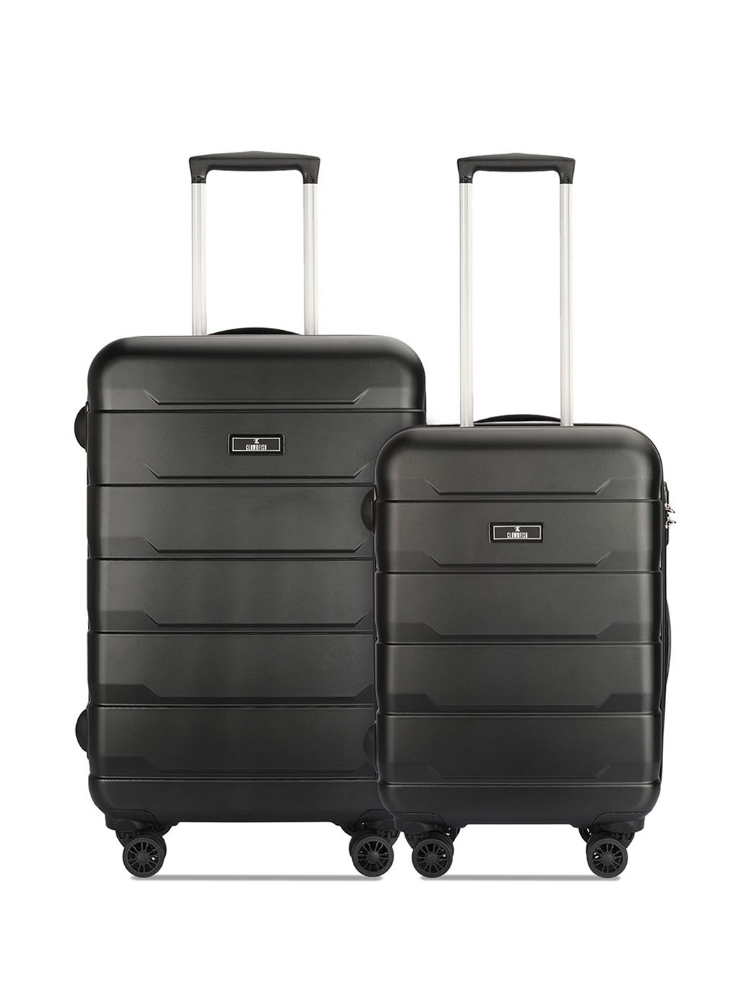 

THE CLOWNFISH Jeffrey Set Of 2 Textured Hard-Sided Trolley Suitcases, Black