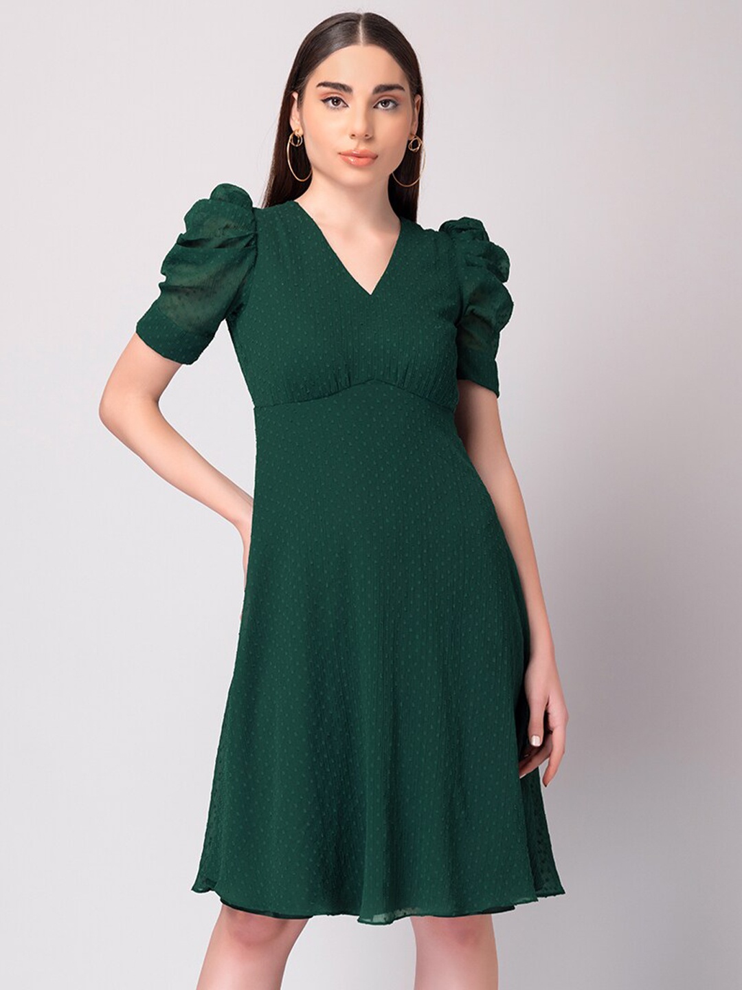 

FabAlley Green Georgette Dress