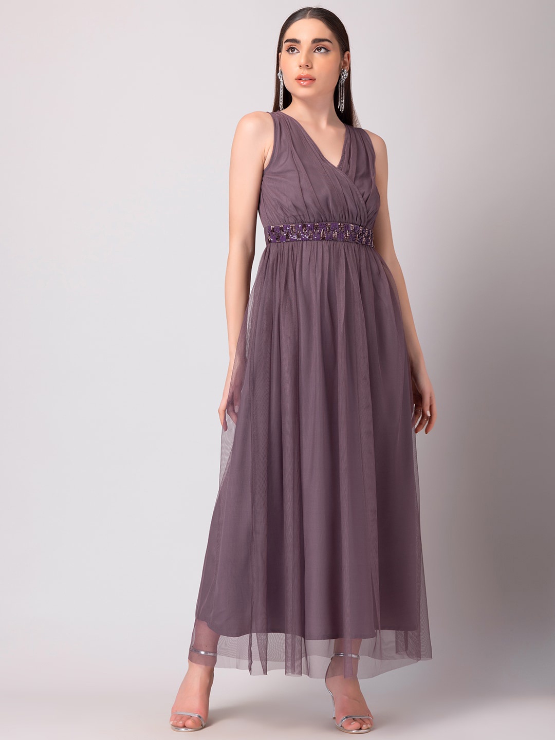 

FabAlley V-Neck Maxi Dress, Purple