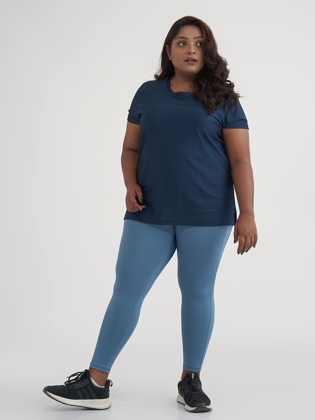 

SPIRIT ANIMAL Women Navy Blue Dyed V-Neck Outdoor T-shirt