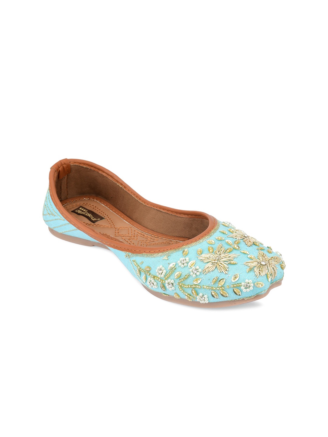 

DESI COLOUR Women Embellished Ethnic Mojaris, Sea green