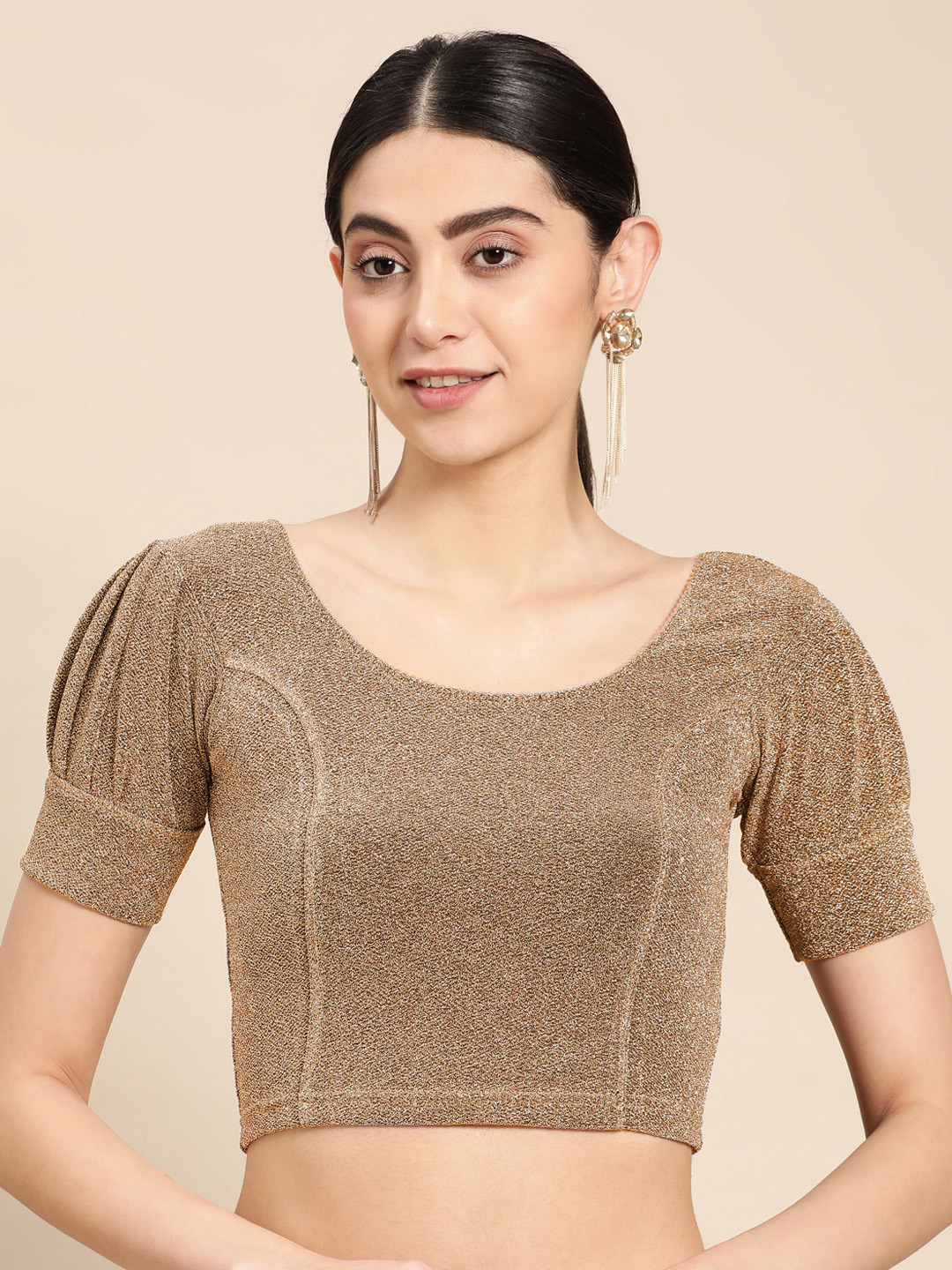 

VASTRANAND Embellished Stretchable Saree Blouse, Gold