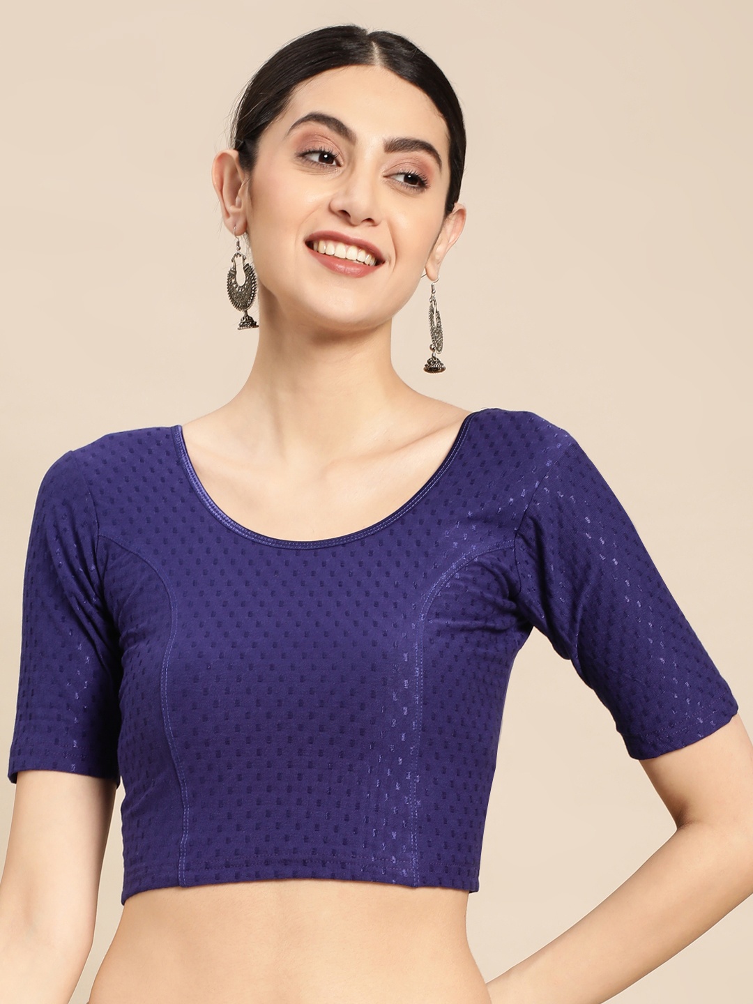 

VASTRANAND Woven Design Stretchable Saree Blouse, Blue